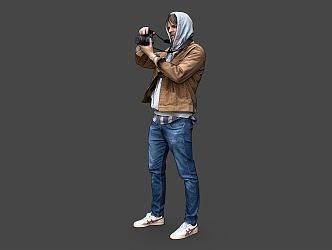 Modern man with a camera boy 3d model