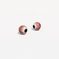 Pair of Red Eyeballs with Black Pupils on White Background