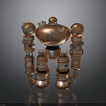 Futuristic Copper Mechanical Robot With Detailed Metallic Structure And Articulated Joints