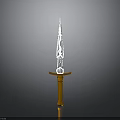 Intricate White Sculpture Carving With Spire Design And Golden Pedestal