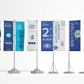 Multiple Advertising Billboards With Various Designs Blue Color And Stand Supports