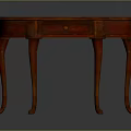 Elegant Red Half Moon Wooden Table With Curved Legs Classic Design