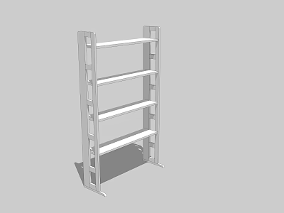 Modern White Bookshelf with Simple Design and Multiple Open Storage Shelves 3d model