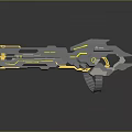 Futuristic Sci Fi Weapon With Gray And Yellow Mechanical Structure Design 3d model
