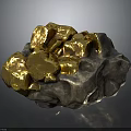 Raw Gold Ore with Shiny Gold Crystals Embedded in Natural Rock
