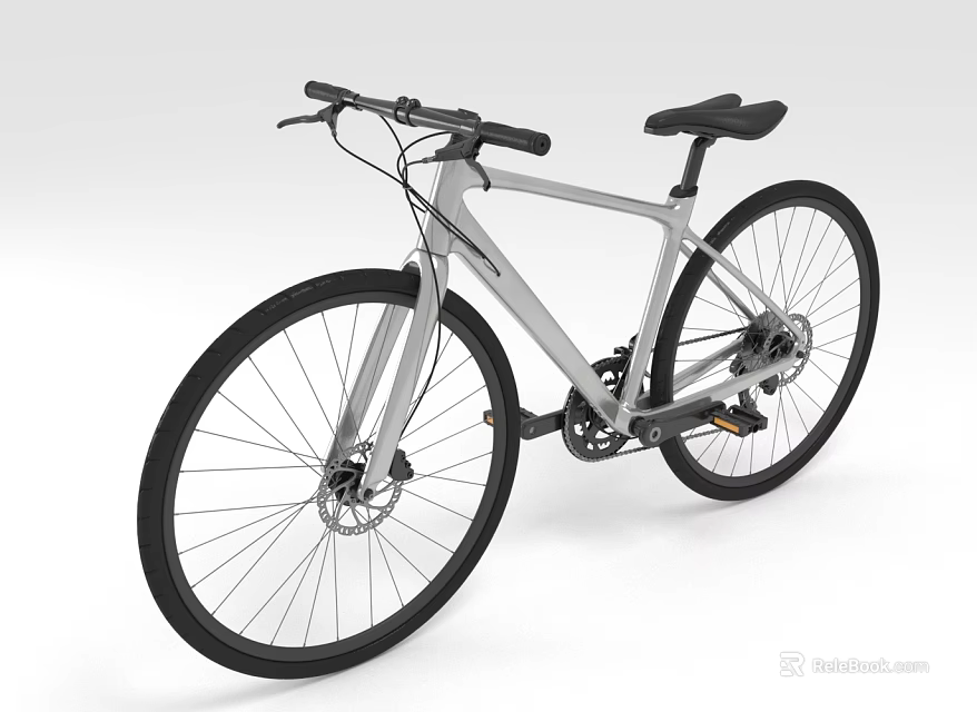 Modern Urban Commuter Bicycle With Sleek Silver Frame Black Tires And Comfortable Seat 3d model 