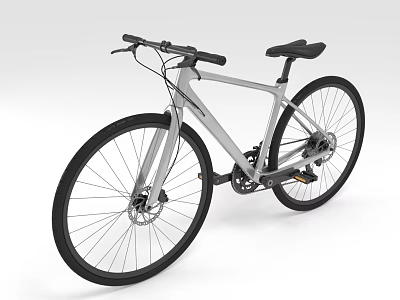 Modern Urban Commuter Bicycle With Sleek Silver Frame Black Tires And Comfortable Seat 3d model