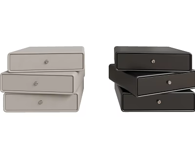 Modern Bedside Tables in Gray and Black with Drawer Storage Design 3d model