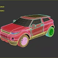 Red Modern SUV With Sleek Exterior Design Black Roof And Silver Wheels