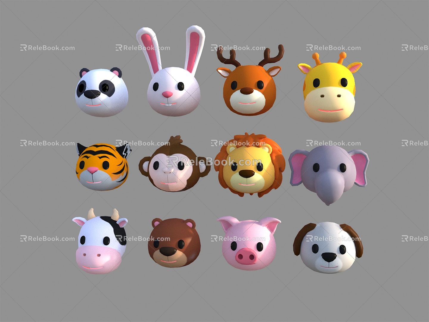 Modern Animal Wall Decoration Animal Head Bag Cartoon Animals 3d model