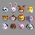 Modern Animal Wall Decoration Animal Head Bag Cartoon Animals 3d model