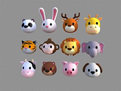 Modern Animal Wall Decoration Animal Head Bag Cartoon Animals 3d model