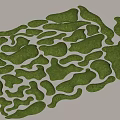 Green Irregular Moss Patches Scattered on Light Colored Background Surface