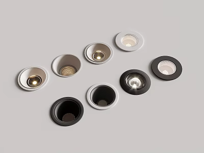 Modern Recessed Lighting Fixtures With Various Colors And Round Shapes For Home 3d model