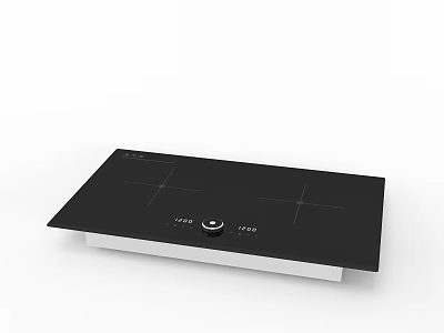 Modern Black Glass Electric Cooktop Kitchen Appliance With White Base 3d model
