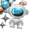 Space Themed Balloon Decorations With Astronaut Rocket Moon Stars And Colorful Orbs