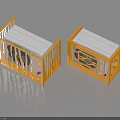 Two Yellow Air Conditioner Fan Outdoor Units With White Top And Grid Design
