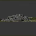 Aerial View of Ancient Historical Ruins with Circular Structures Stone Walls and Grass Areas