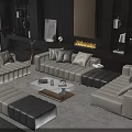 Contemporary Beige Dark Brown Leather Sofa Coffee Table Set With Ottoman Accent Pillows