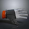 3D Rendered Black And White Protective Work Glove With Orange Wrist Detail