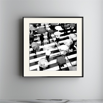 Modern Figure Painting Simple Black and White Commercial Space Photography Zebra Line Decorative Painting 3d model