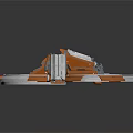 Industrial Orange White Circular Mechanical Component With Metallic Arms And Ring Structure