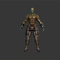 Muscular Male Fantasy Warrior Game Movie Character With Metal Arm And Leg Armor