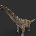 Realistic Reptile Dinosaur With Long Neck Red Crest And Striped Body Standing