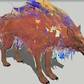 Abstract Artistic Reptile 3D Model Adorned with Colorful Geometric Crystal Fragments