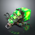 Minecraft Glowing Green Block Creature With Insect Like Legs And Luminous Parts