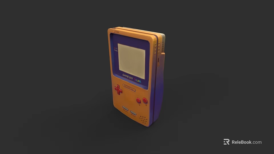 Retro Entertainment Electronics Handheld Game Console With Orange Purple Design Classic Screen And Control Buttons 3d model 