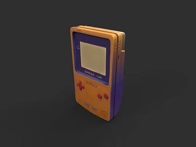Retro Entertainment Electronics Handheld Game Console With Orange Purple Design Classic Screen And Control Buttons 3d model