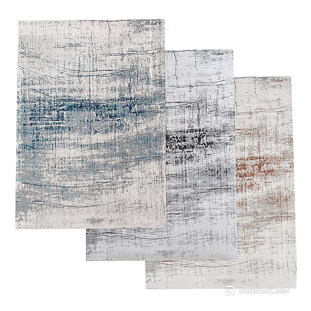 Square Rugs With Abstract Textured Patterns In Varied Tones 3d model