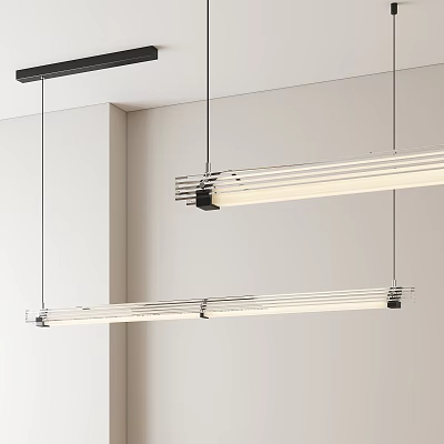 Modern Linear Chandelier With Sleek Metal Frame And LED Lighting For Interior Spaces 3d model