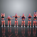 Woman Doing Dumbbell Exercises In Different Fitness Poses And Workout Positions