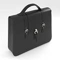 Black Leather Briefcase With Top Handle Buckle Straps And Lock Detail