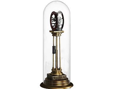 Vintage Style Decorative Ornament Set With Glass Dome Brass Base And Symmetric Clock Design 3d model