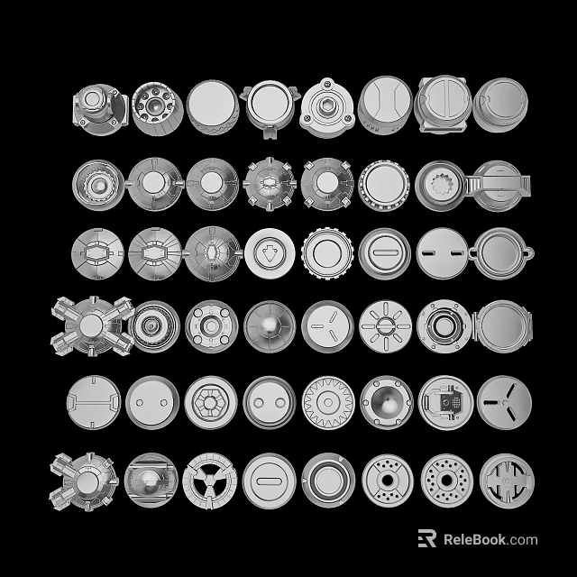 Various Round Mechanical Components With Different Design Patterns And Structures 3d model 