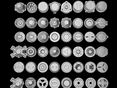 Various Round Mechanical Components With Different Design Patterns And Structures 3d model