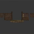 Traditional Wooden Building Components With Fence Panels Posts And Beams For Rustic Structures 3d model