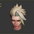 Game Movie Character 3D Model Head With White Spiky Hair And Blue Eyes