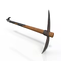 Sturdy Pickaxe With Wooden Handle And Sharp Metal Head For Garden Digging