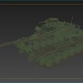 Military Tank With Camouflage Paint Turret Long Gun Barrel And Tracks