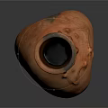 Unique Orange Red Clay Pot With Curved Shape Textured Surface And Sturdy Base