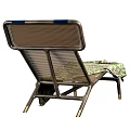 Modern Mesh Lounge Chairs With Blue Cushions Metal Frames And Patterned Blanket 3d model