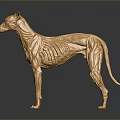 Golden Dog Sculpture With Shiny Metallic Surface And Artistic Standing Design