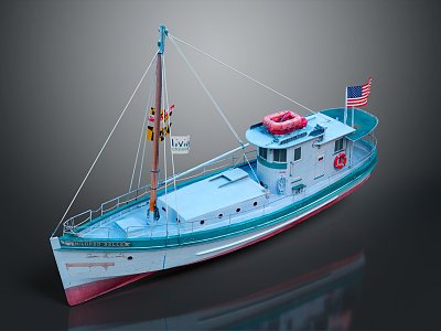 modern steamship ship sailing ship 3d model