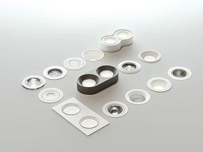 Modern Downlights And Spotlights With Black White Fixture Components On Gray Background 3d model
