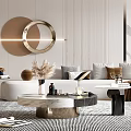 Modern Luxury Living Room With Sofa Coffee Table Sculpture And Lighting