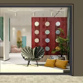 Modern Reception Area With Curved Front Desk Staff Member Pendant Light And Soft Decor